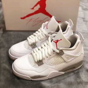 Men's Air Jordan 4 Retro "White Oreo" White & Grey Sneakers - New With Original